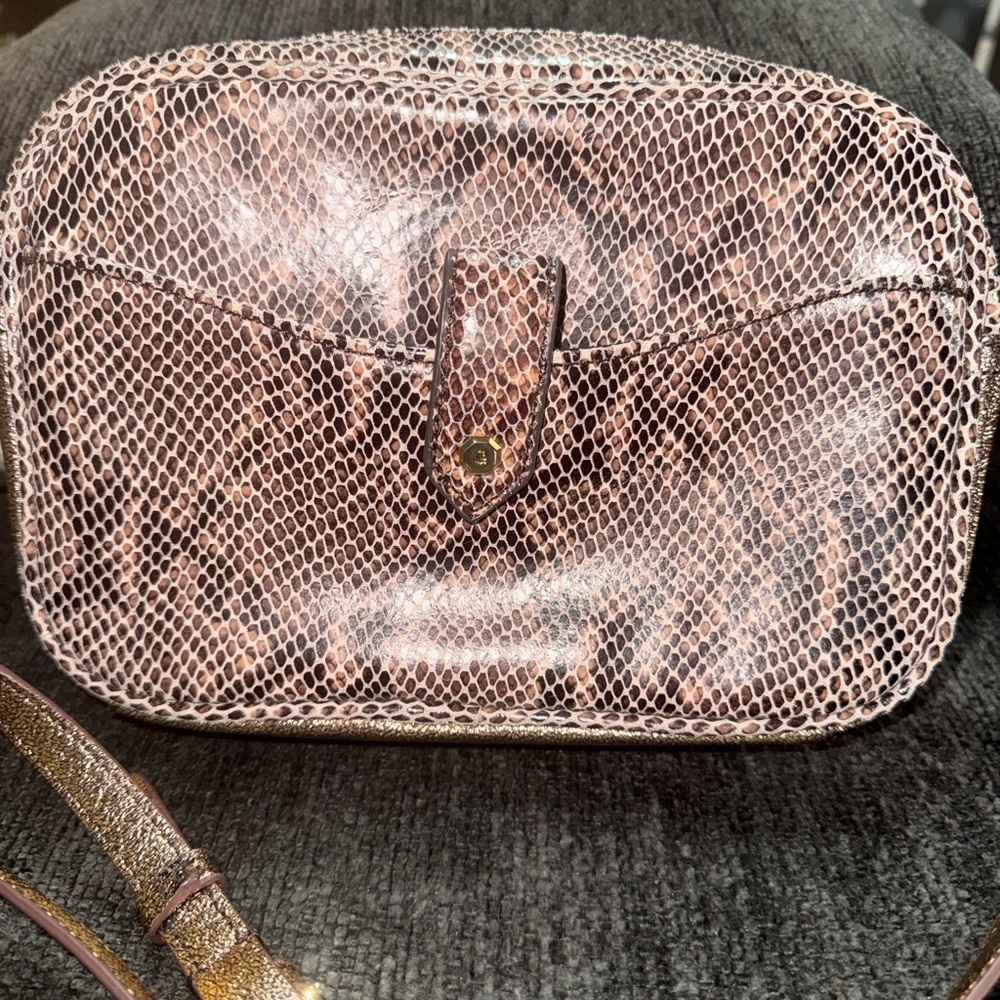 ✨ G.I.L.I. Snake Embossed Leather Rose Gold Crossbody Bag + Pouch ✨ - Picture 13 of 16